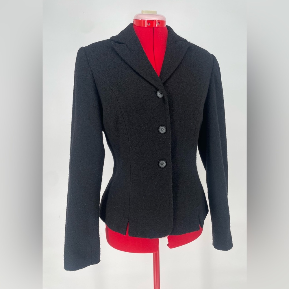 Y2K Black Wool Blend Classic Fit Fully Lined Versatile Blazer By Secret Garden